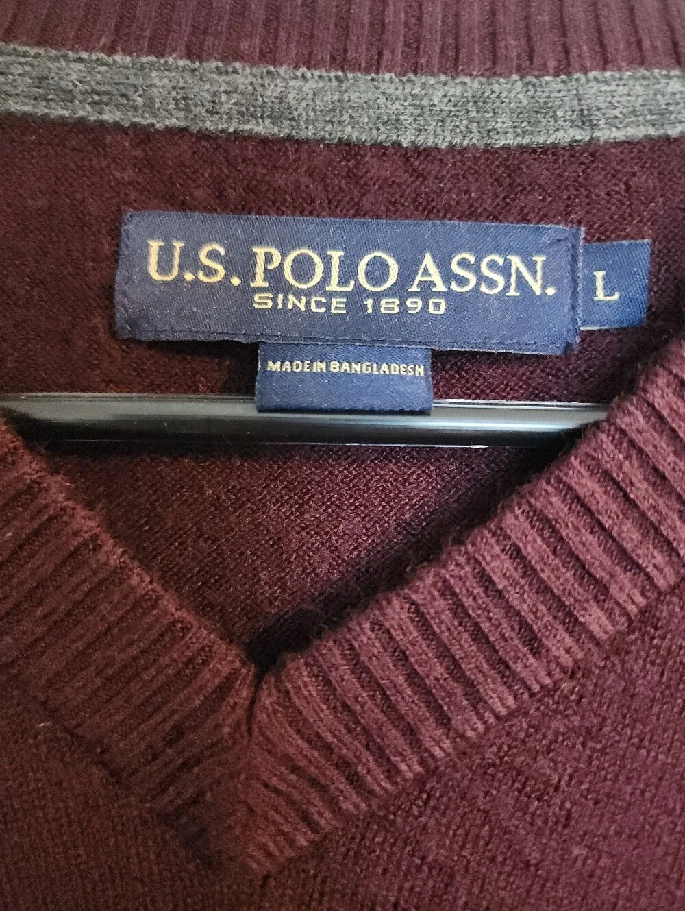 U.S. Polo Assn. Men's V-Neck Sweater in Burgundy